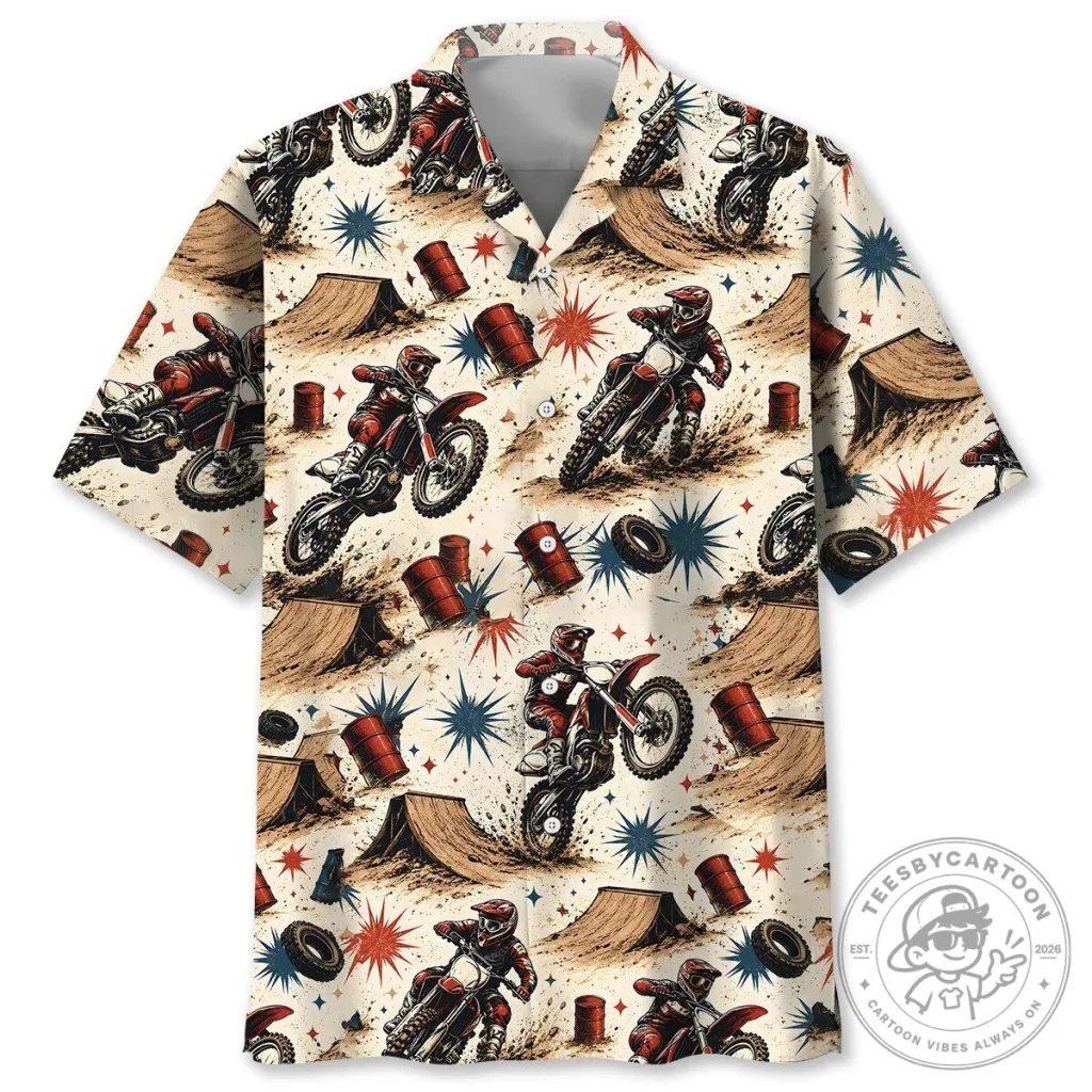 Vintage Dirt Bike Motocross Rider Hawaiian Shirt Vintage Dirt Bike Motocross Rider Hawaiian Shirt