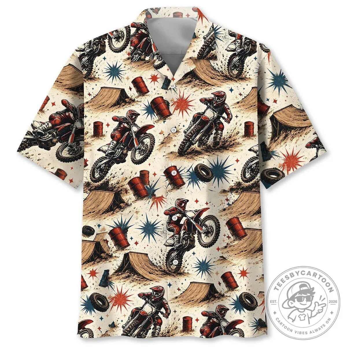 Vintage Dirt Bike Motocross Rider Hawaiian Shirt