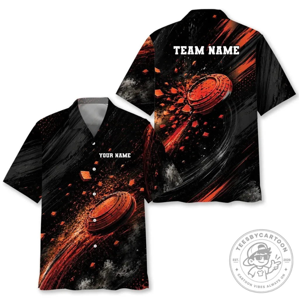 Personalized Clay Target Shooting Orange Explosion Hawaiian Shirt Personalized Clay Target Shooting Orange Explosion Hawaiian Shirt