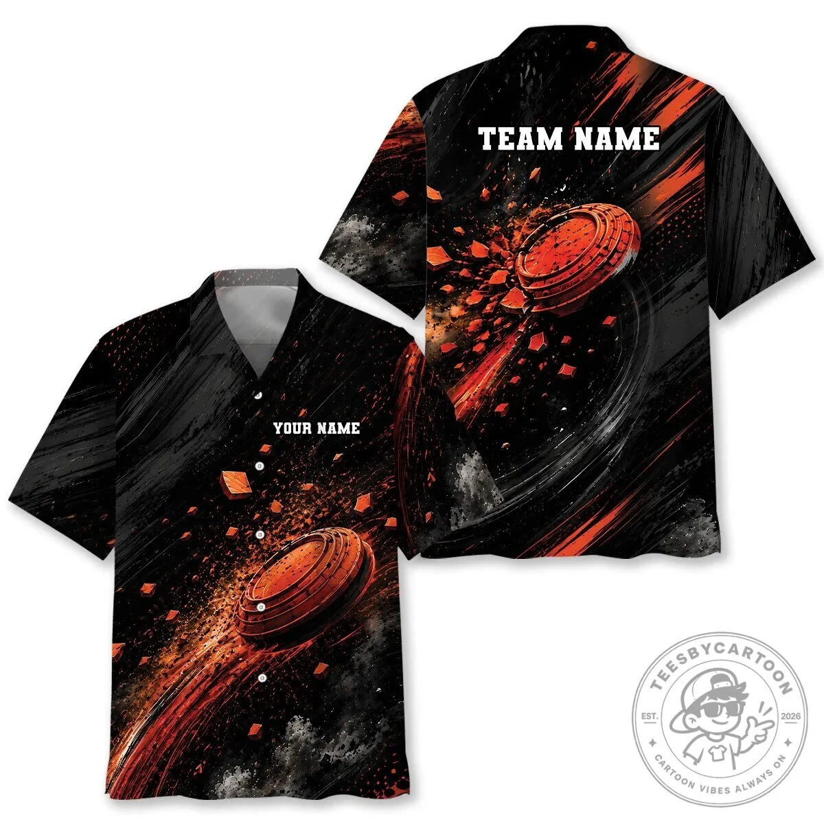 Personalized Clay Target Shooting Orange Explosion Hawaiian Shirt 1 Personalized Clay Target Shooting Orange Explosion Hawaiian Shirt