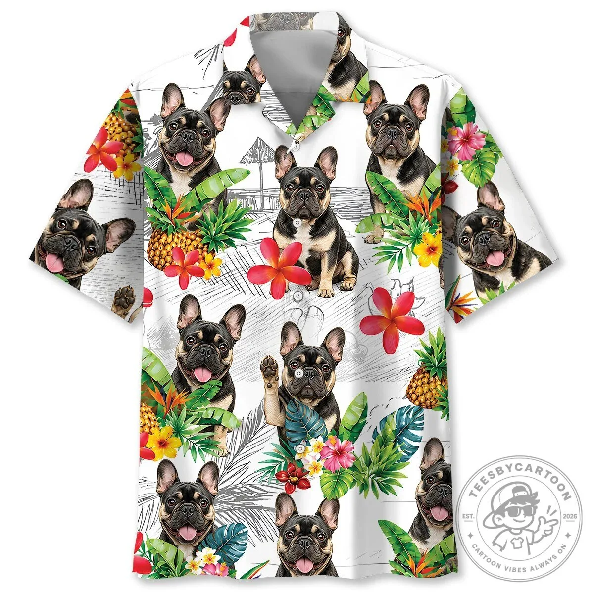 French Bulldog Tropical Beach Hawaiian Shirt