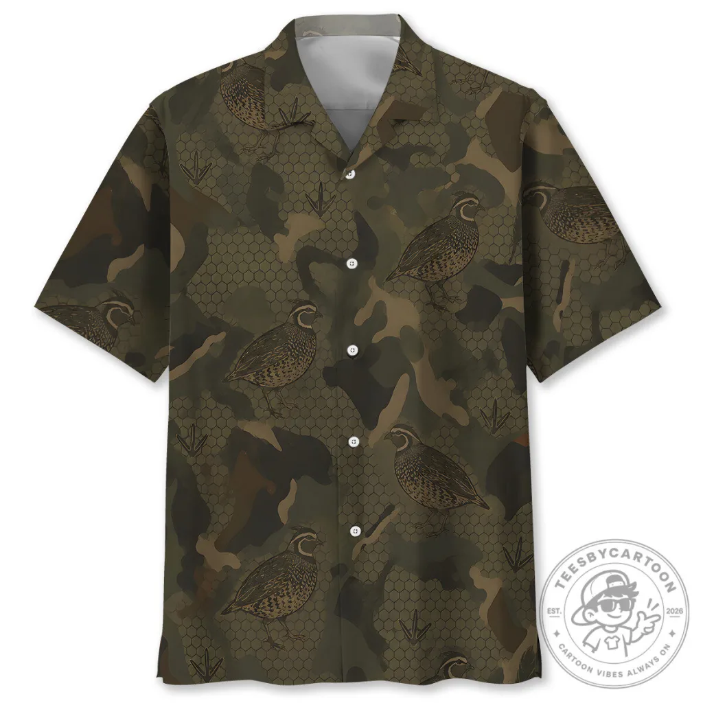 Bobwhite Quail Hunting Camouflage Hawaiian Shirt for Men Bobwhite Quail Hunting Camouflage Hawaiian Shirt for Men