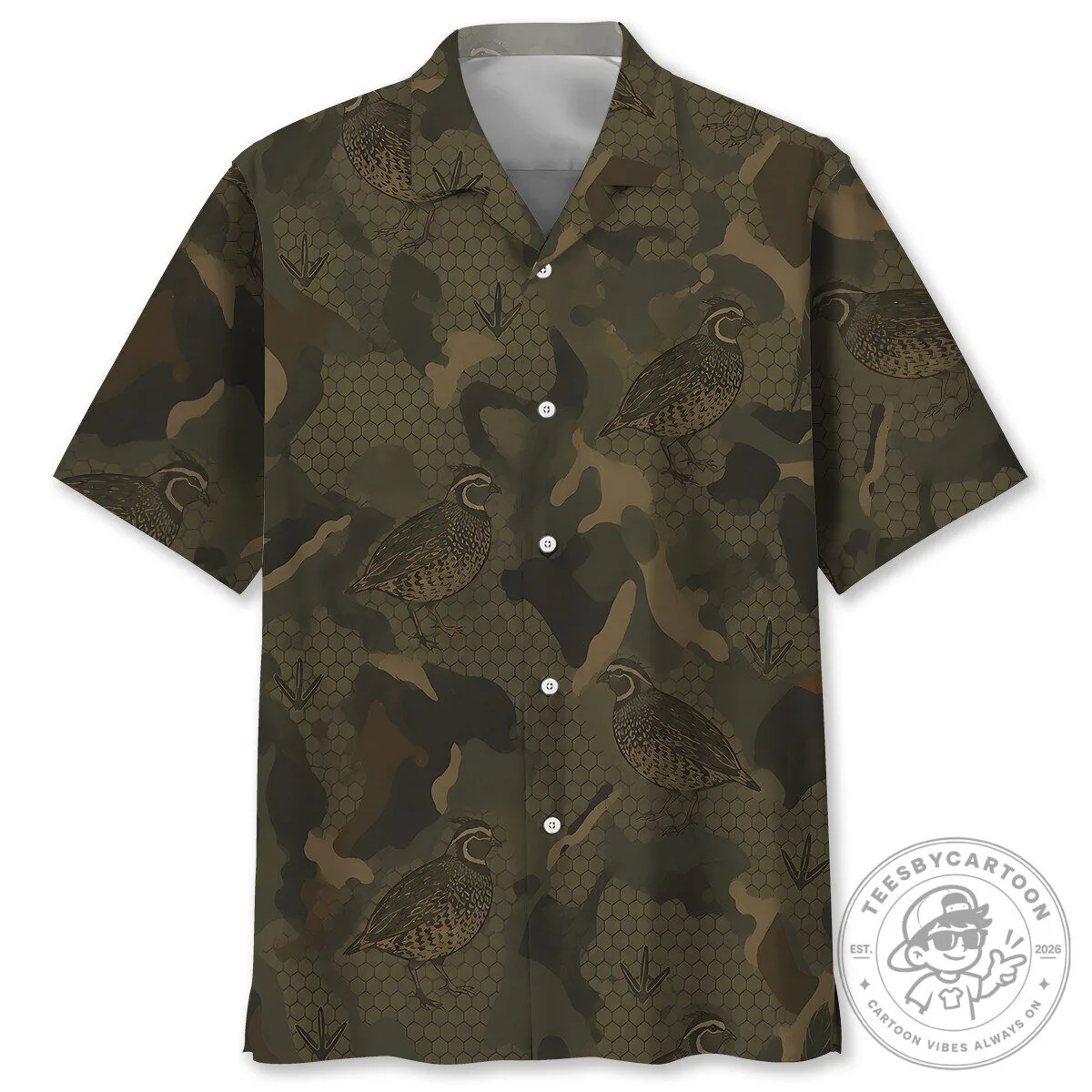 Bobwhite Quail Hunting Camouflage Hawaiian Shirt for Men