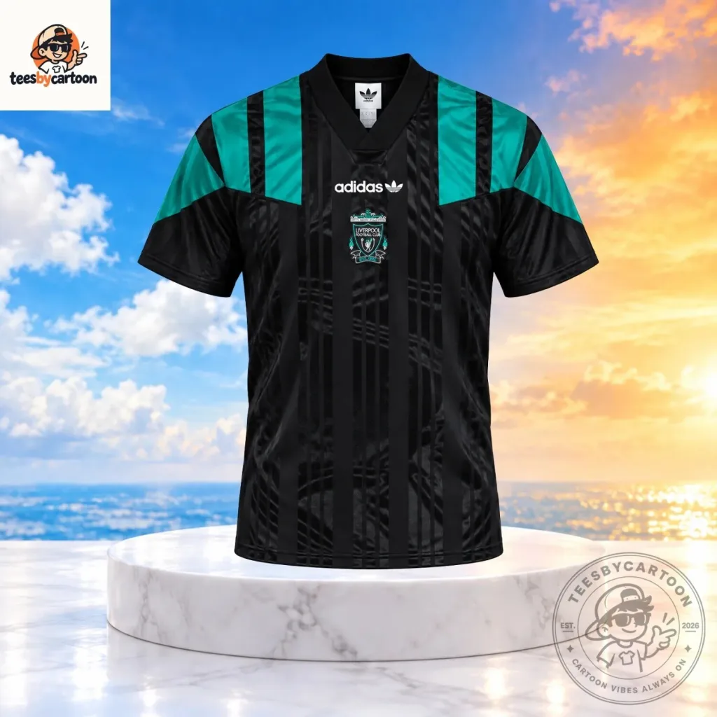 Liverpool FC EQT Black & Teal Green Soccer Jersey Liverpool FC EQT Black & Teal Green Soccer Jersey