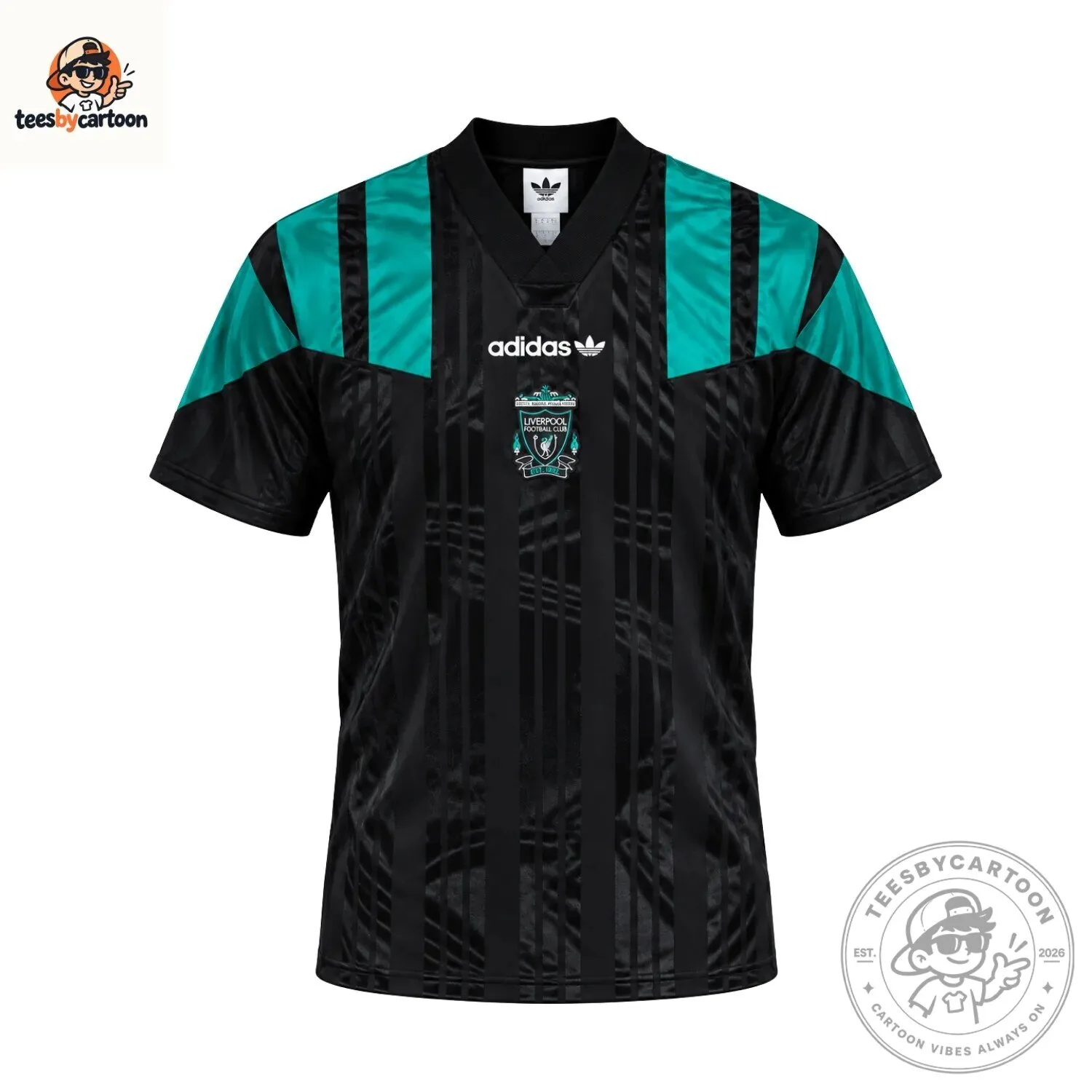 Liverpool FC EQT Black & Teal Green Soccer Jersey 5 Liverpool FC EQT Black & Teal Green Soccer Jersey