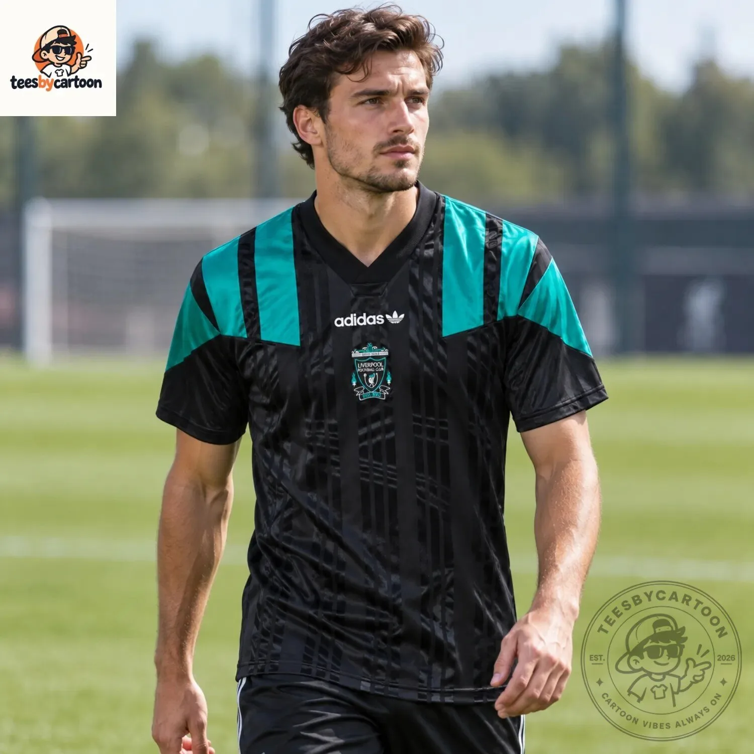 Liverpool FC EQT Black & Teal Green Soccer Jersey 7 Liverpool FC EQT Black & Teal Green Soccer Jersey