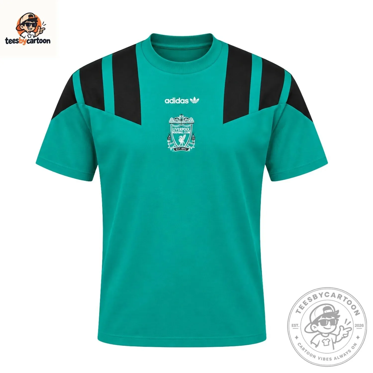 Liverpool FC EQT Black & Teal Green T-Shirt 5 Liverpool FC EQT Black & Teal Green T-Shirt