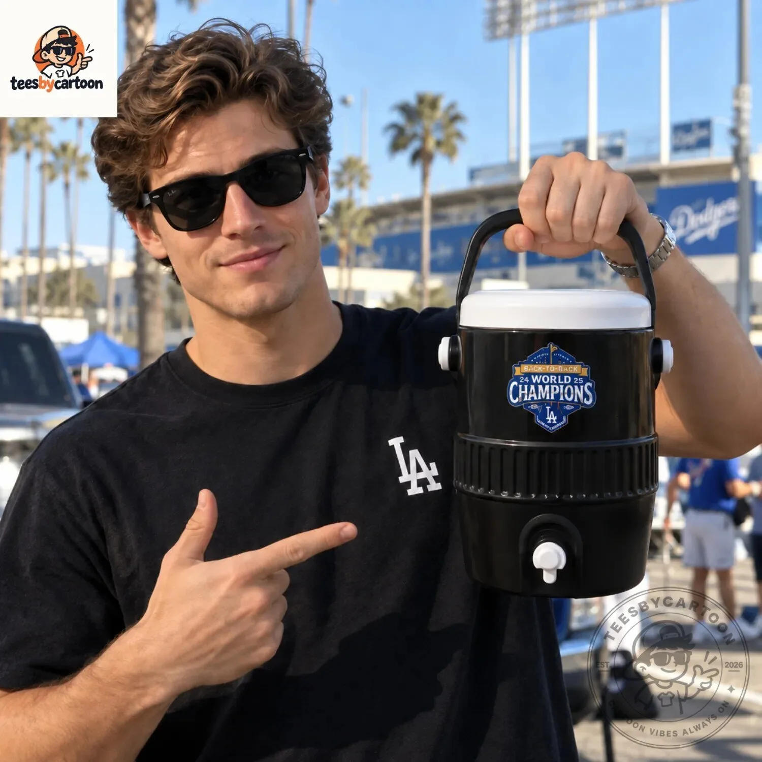 Los Angeles Dodgers World Champions Water Jug with Handle 3 Los Angeles Dodgers World Champions Water Jug with Handle