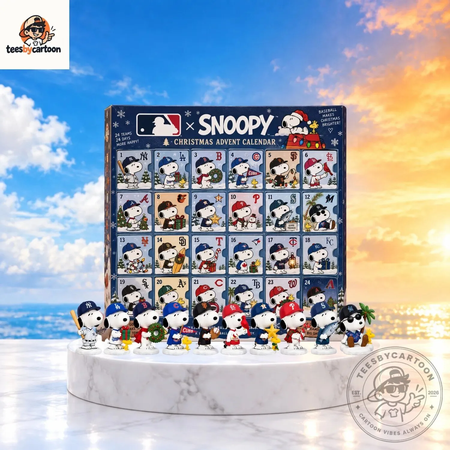 MLB x Peanuts Snoopy 24-Team Baseball Christmas Advent Calendar 2026