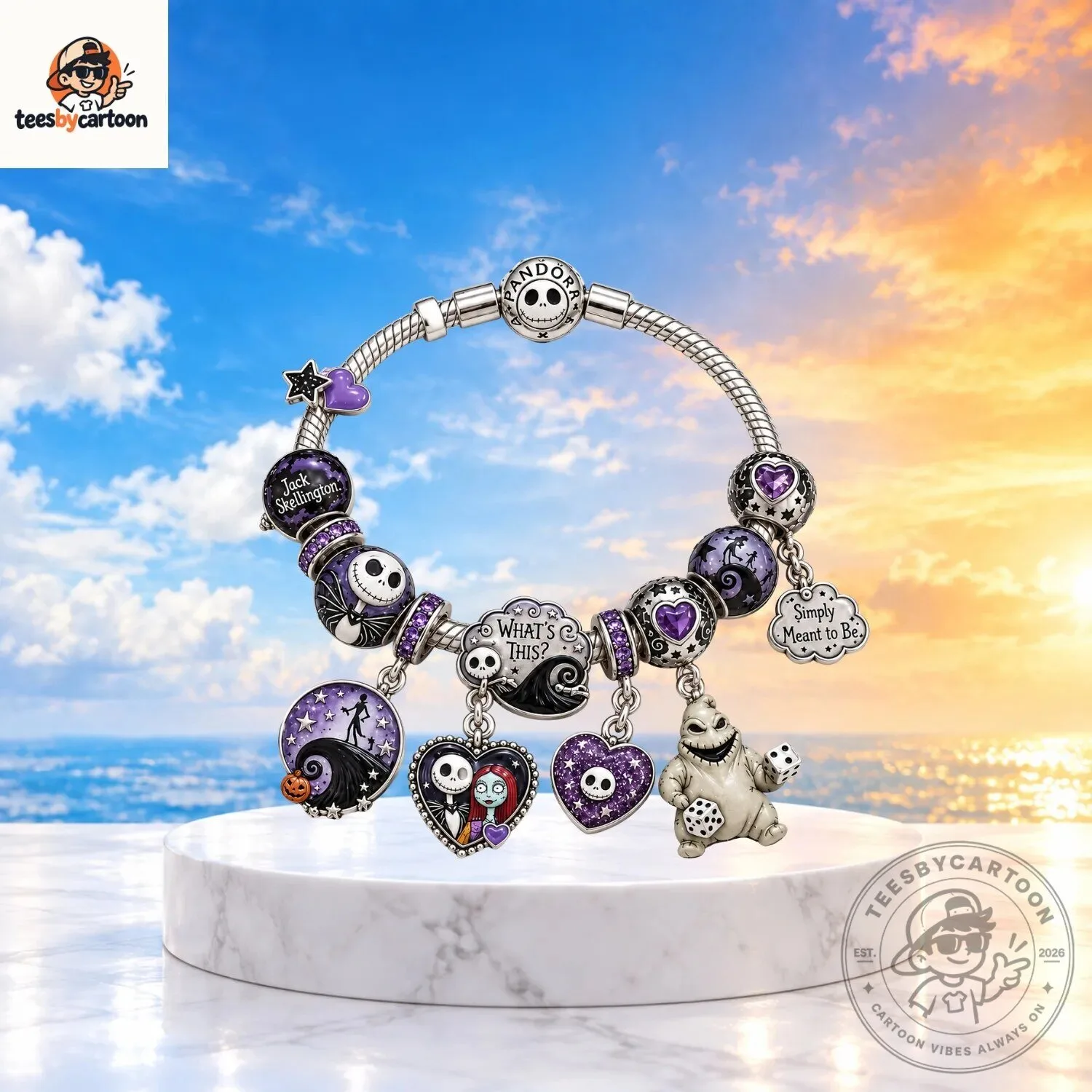 Jack Skelligton & Sally The Nightmare Before Christmas Charm Bracelet