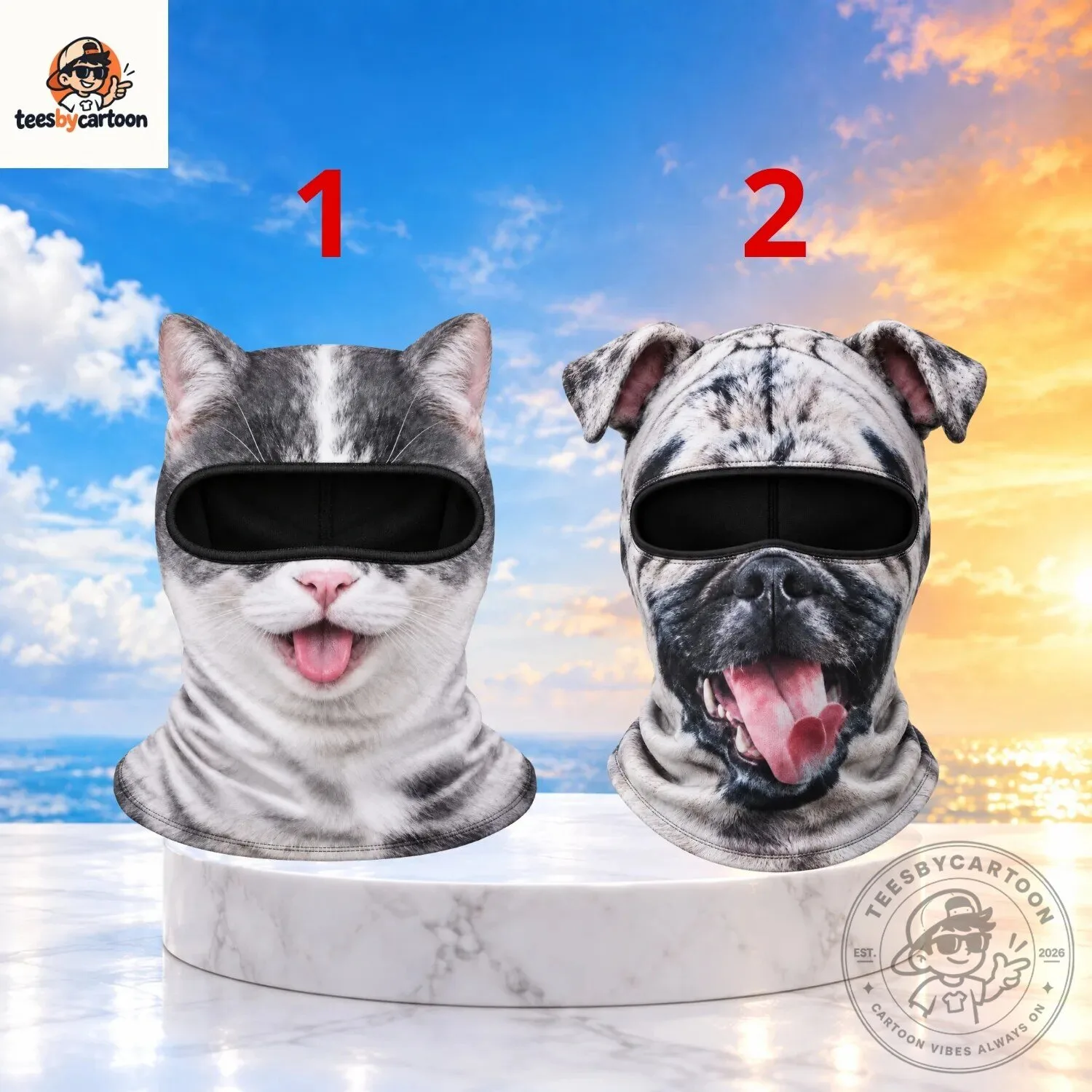Funny 3D Cat and Dog Ski Mask Balaclava