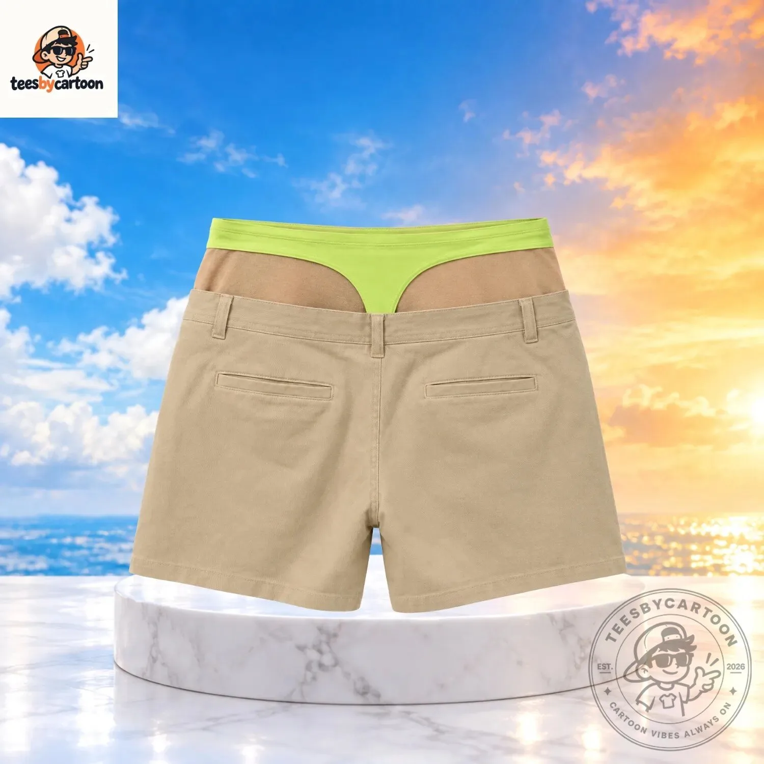 Funny Fake Thong Golf Prank Illusion Shorts