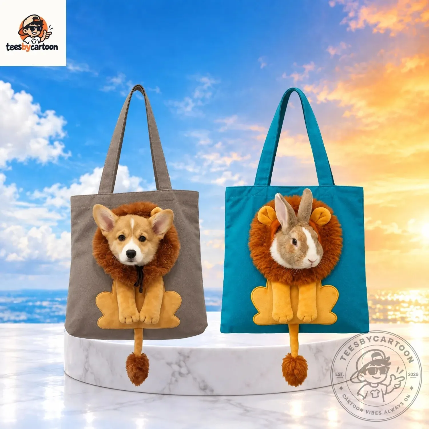 Funny Lion Mane Pet Carrier Tote Bag