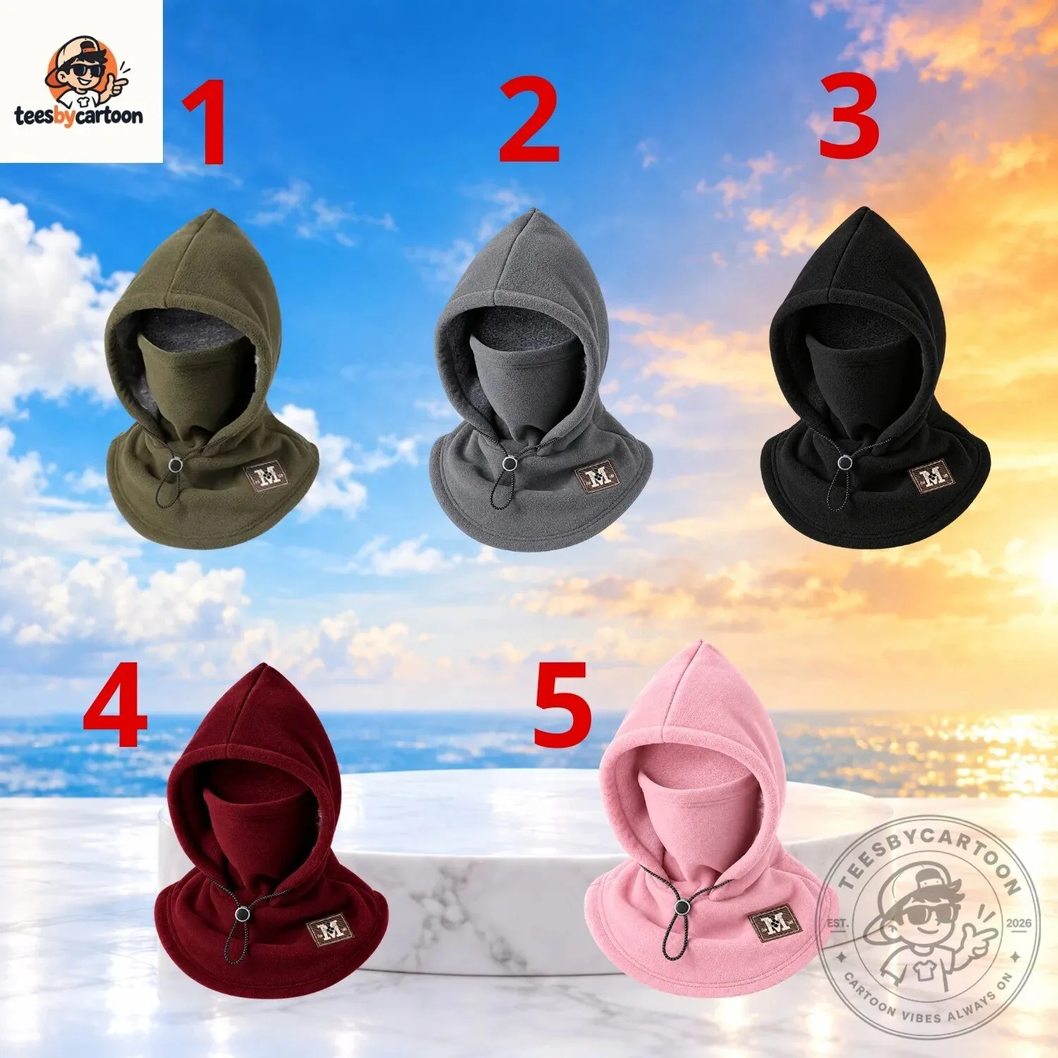 Hooded Balaclava Hat with Integrated Face Mask