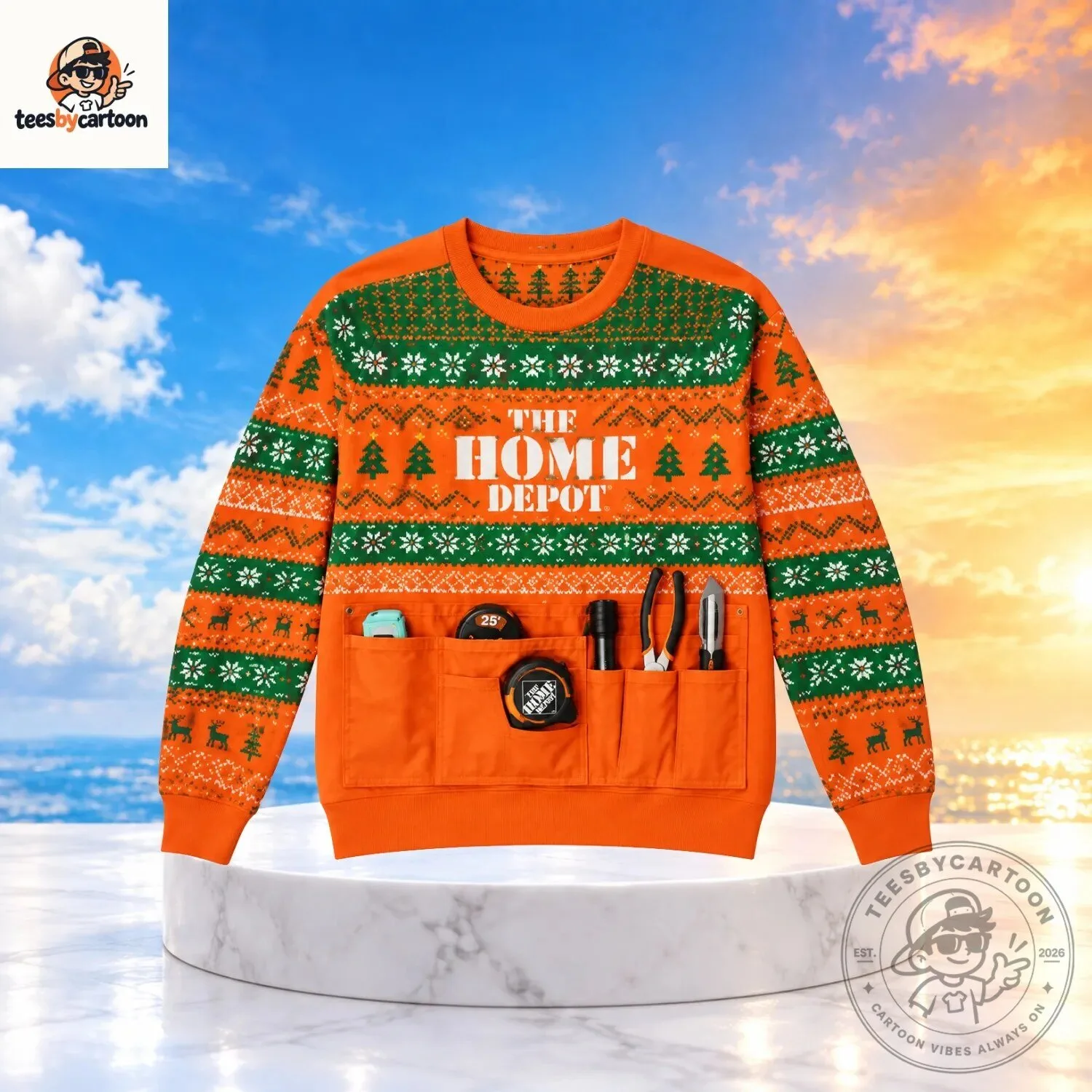 The Home Depot Ugly Christmas Sweater with Tool Pockets