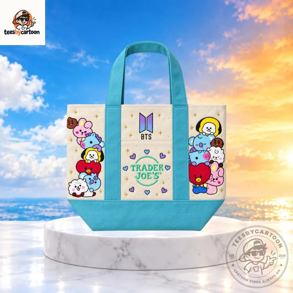 BTS BT21 Characters Trader Joe's Canvas Tote Bag BTS BT21 Characters Trader Joe's Canvas Tote Bag