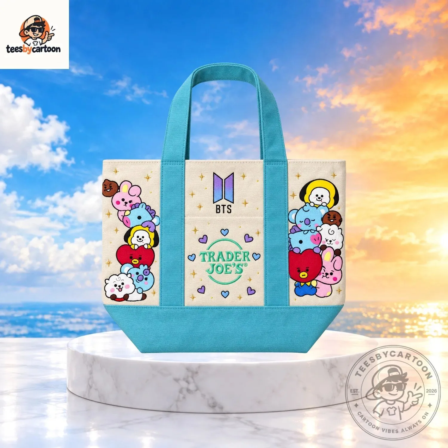 BTS BT21 Characters Trader Joe's Canvas Tote Bag