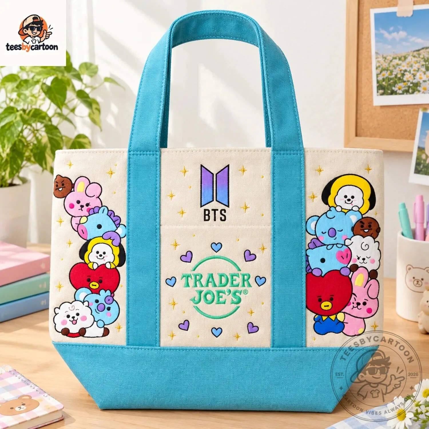 BTS BT21 Characters Trader Joe's Canvas Tote Bag 3 BTS BT21 Characters Trader Joe