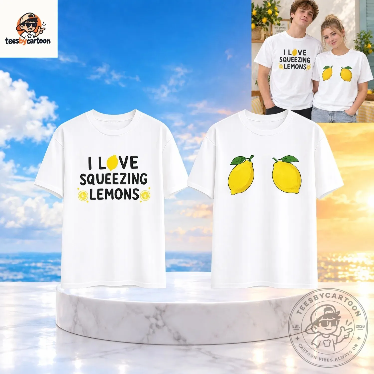 Funny I Love Squeezing Lemons Matching Couple T-Shirt
