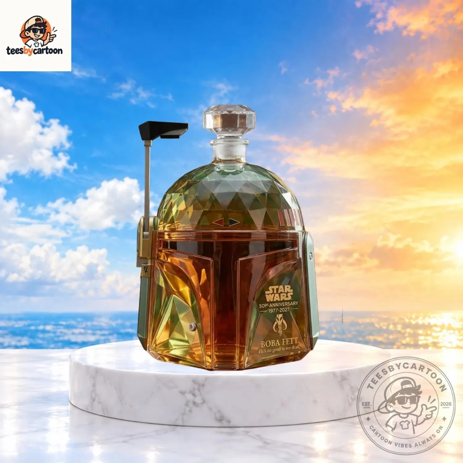 Star Wars 50th Anniversary Boba Fett Crystal Whiskey Decanter
