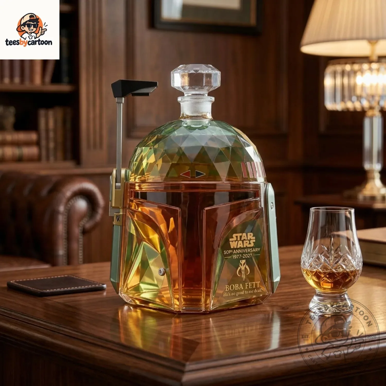 Star Wars 50th Anniversary Boba Fett Crystal Whiskey Decanter 5 Star Wars 50th Anniversary Boba Fett Crystal Whiskey Decanter