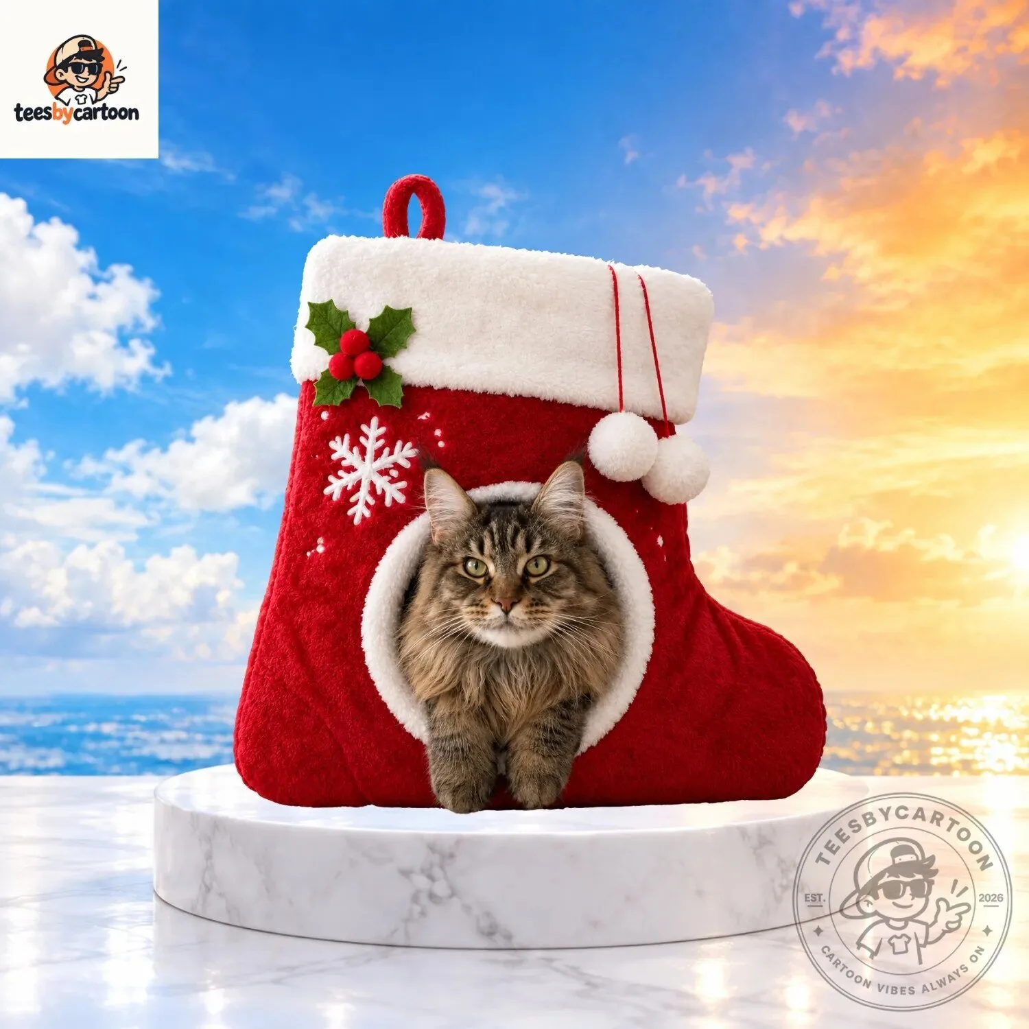 Christmas Stocking Hanging Cat Bed