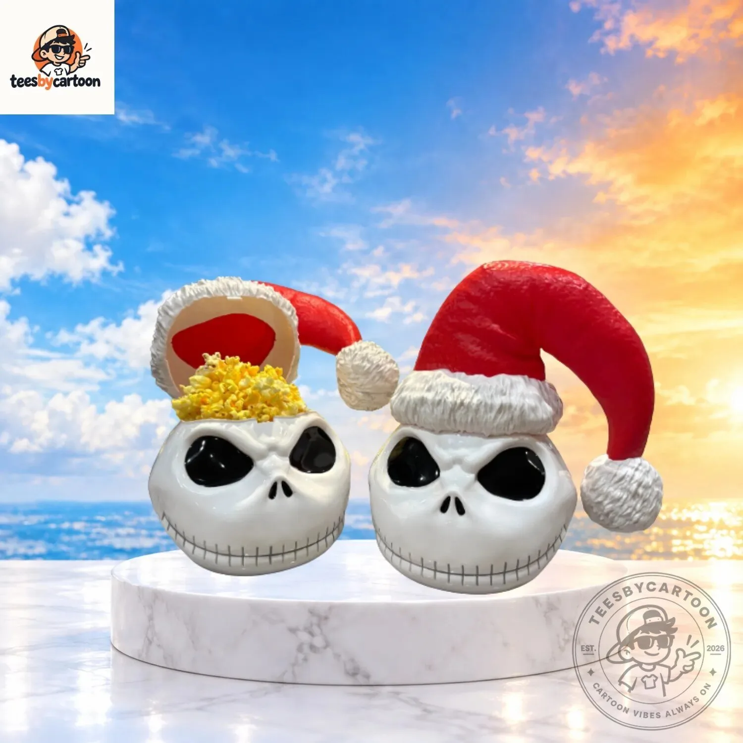 Nightmare Before Christmas Jack Skellington Santa Hat Popcorn Bucket
