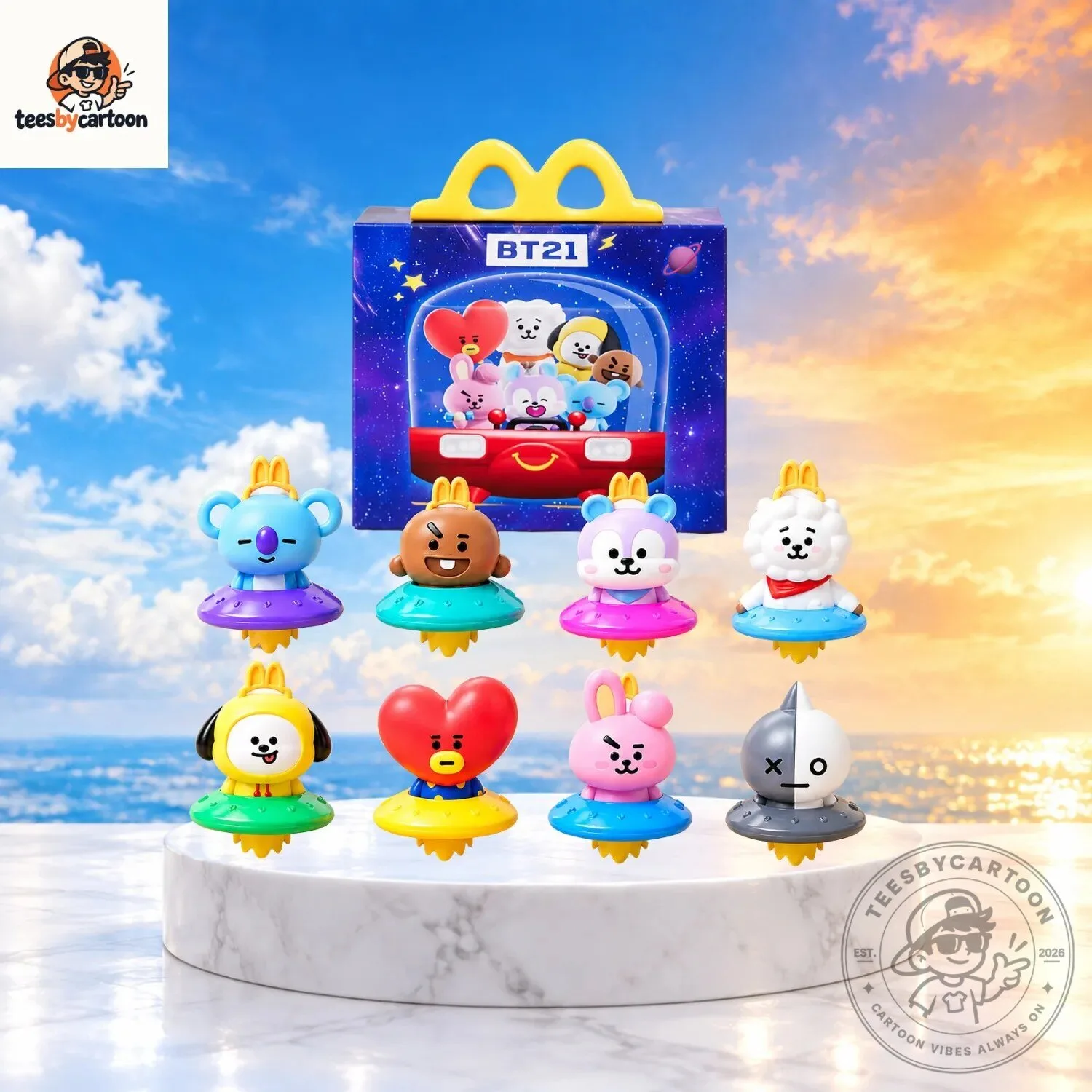 BT21 Line Friends Kpop Characters Cosmic UFO Spinning Top Toy