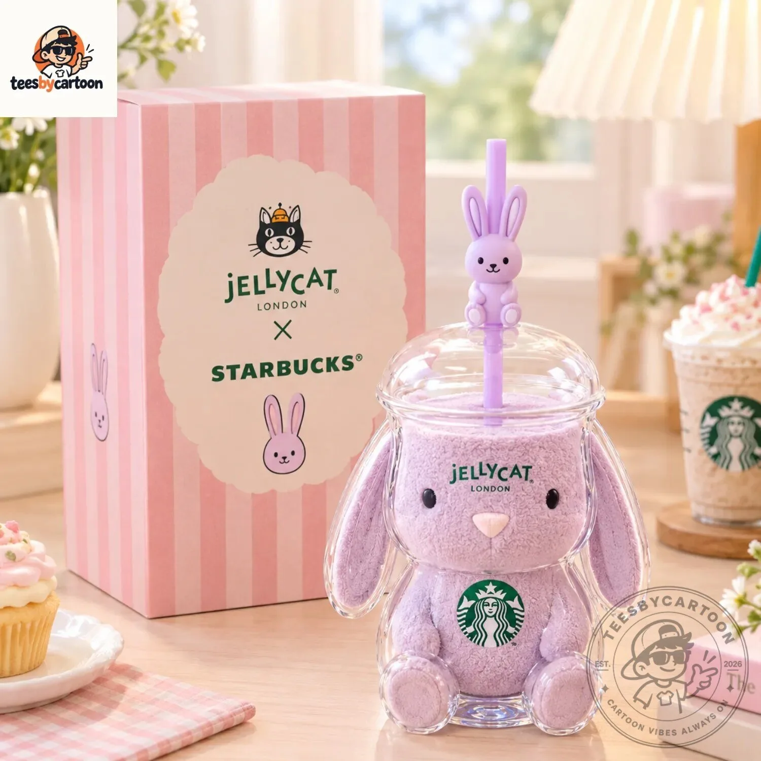 Cute Lavender Jellycat Bashful Bunny x Starbucks Tumbler 4 Cute Lavender Jellycat Bashful Bunny x Starbucks Tumbler