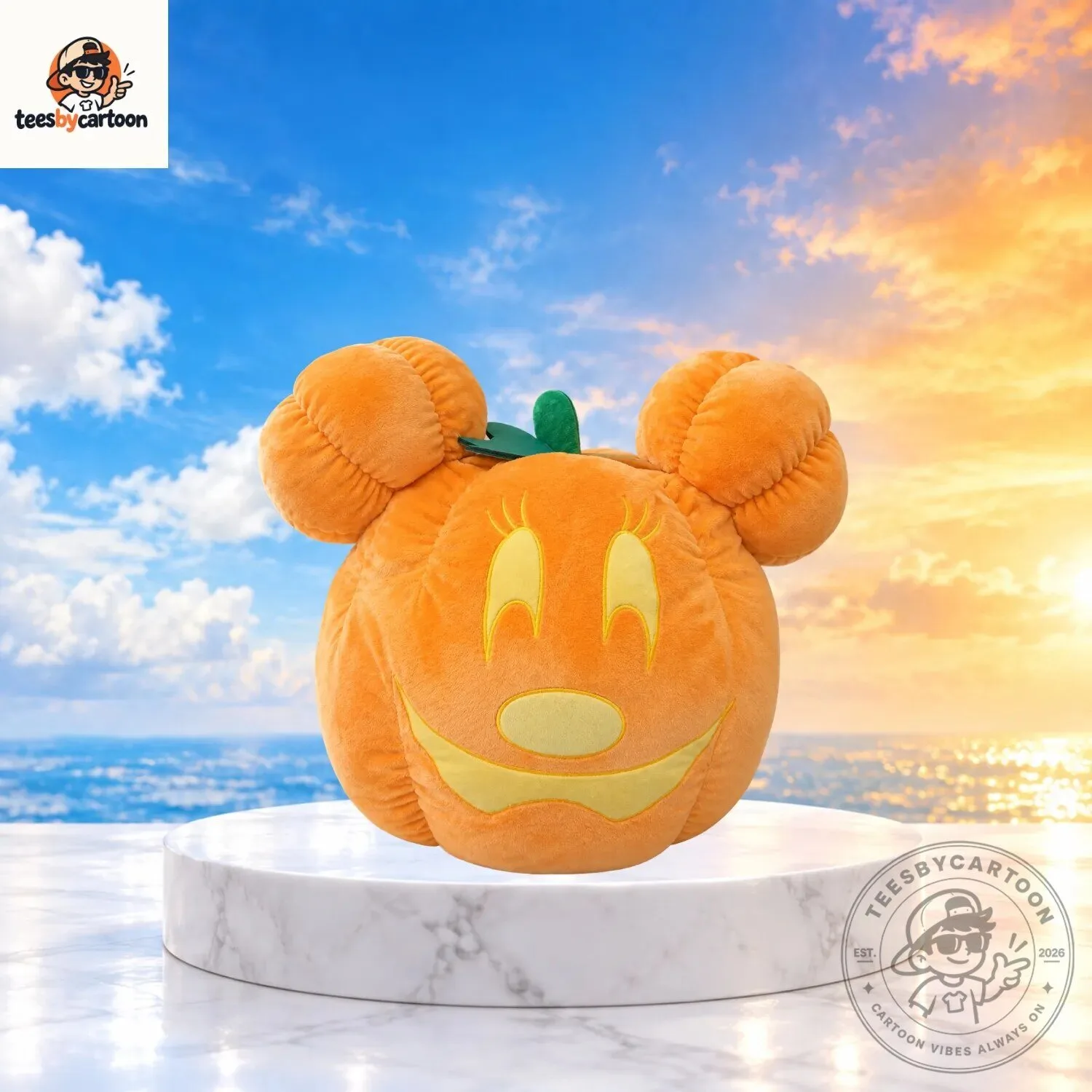 Disney Mickey Minnie Pumpkin Halloween Plush Pillow
