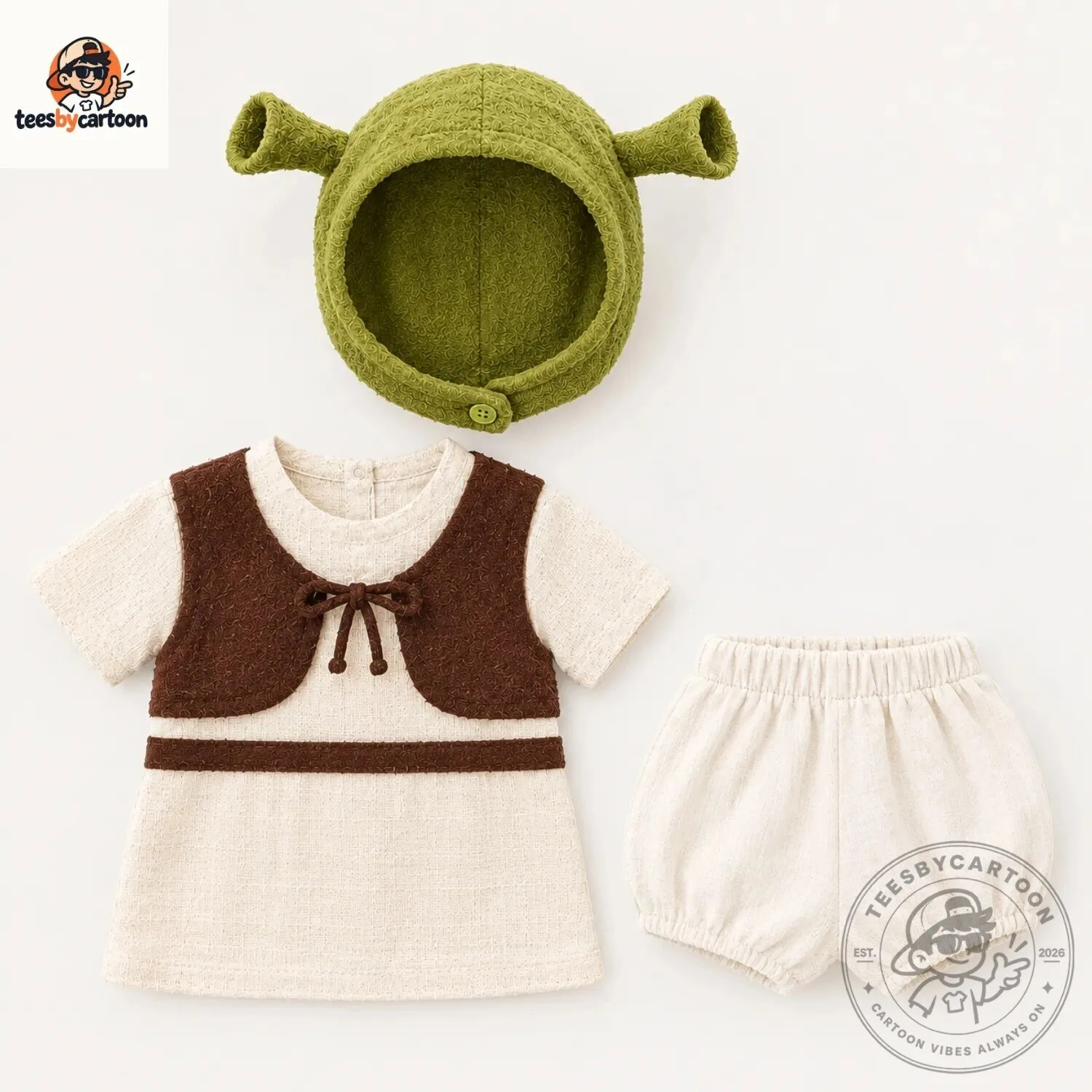Baby Shrek Costume Set with Green Ogre Hat 4 Baby Shrek Costume Set with Green Ogre Hat