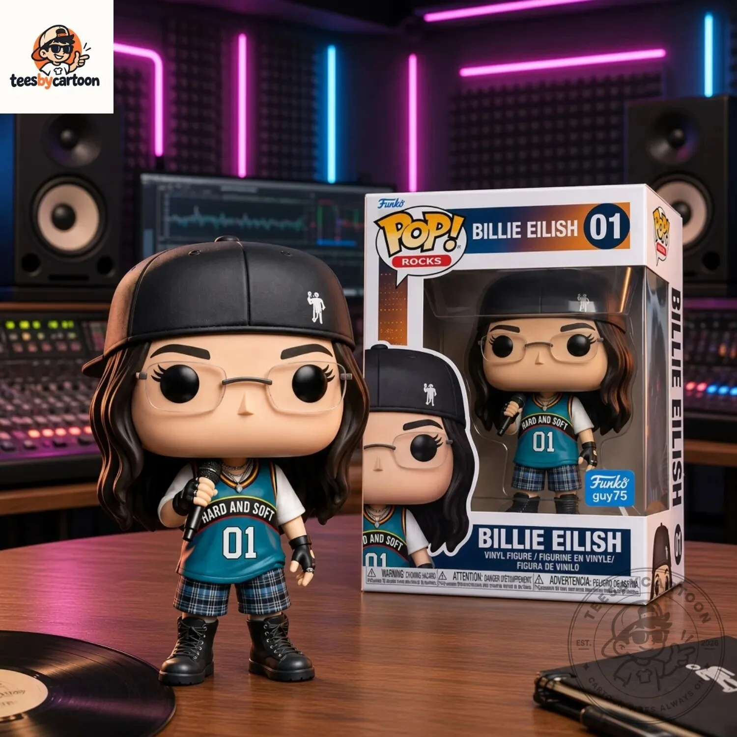 Billie Eilish Hard And Soft Jersey Outfit custom Funko Pop Vinyl Figure 7 Billie Eilish Hard And Soft Jersey Outfit custom Funko Pop Vinyl Figure
