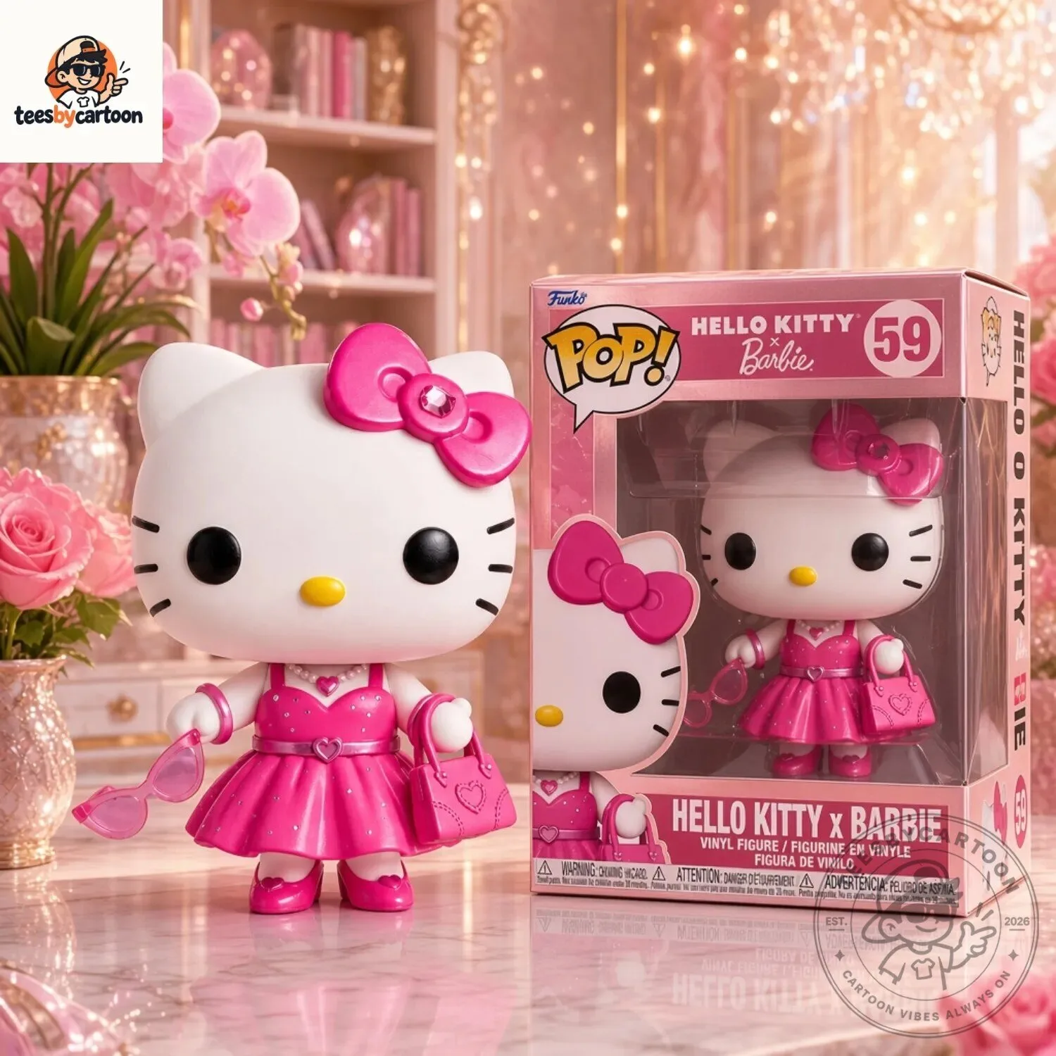 Hello Kitty X Barbie Pink Fashion Movie Crossover Custom Funko Pop Figure 5 Hello Kitty X Barbie Pink Fashion Movie Crossover Custom Funko Pop Figure