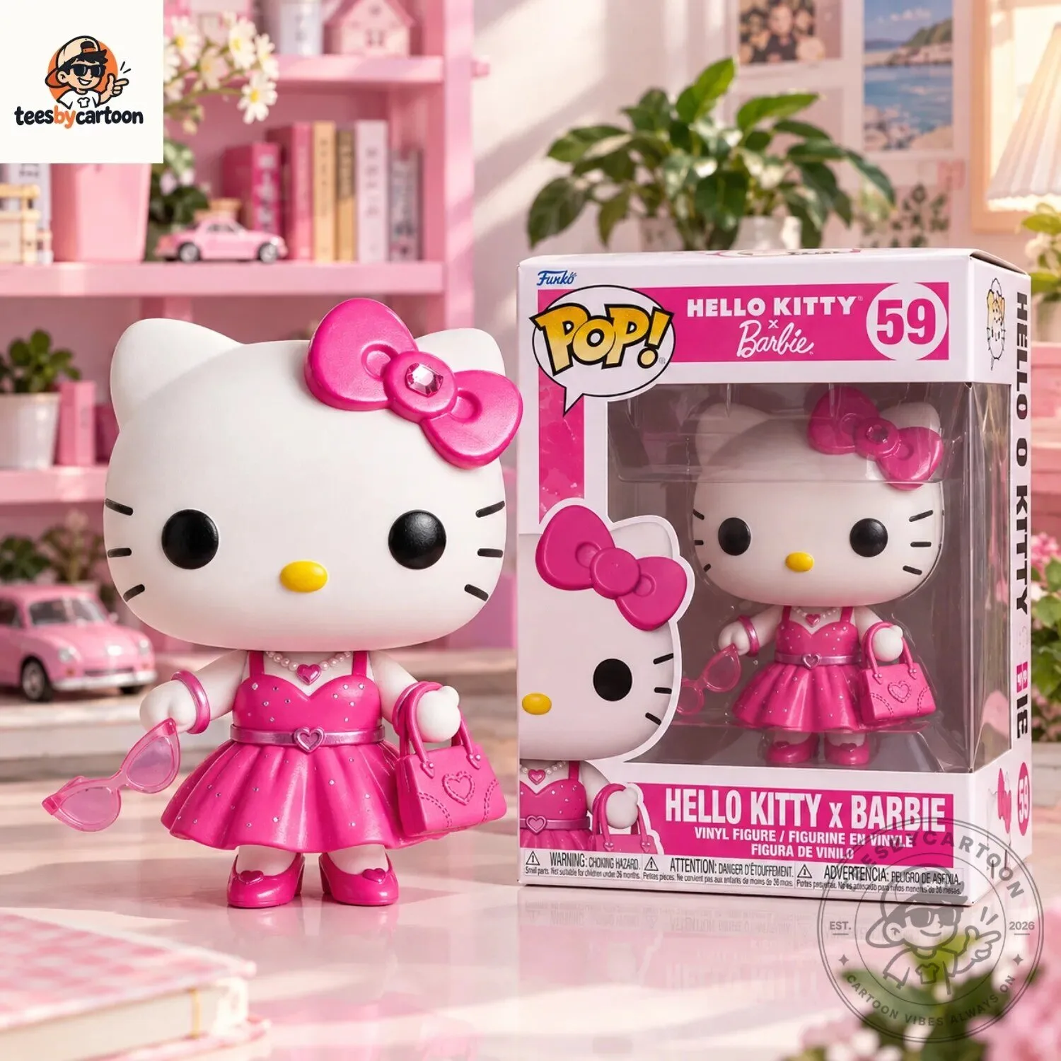 Hello Kitty X Barbie Pink Fashion Movie Crossover Custom Funko Pop Figure 6 Hello Kitty X Barbie Pink Fashion Movie Crossover Custom Funko Pop Figure