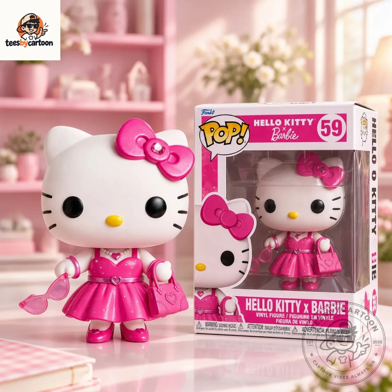 Hello Kitty X Barbie Pink Fashion Movie Crossover Custom Funko Pop Figure 7 Hello Kitty X Barbie Pink Fashion Movie Crossover Custom Funko Pop Figure
