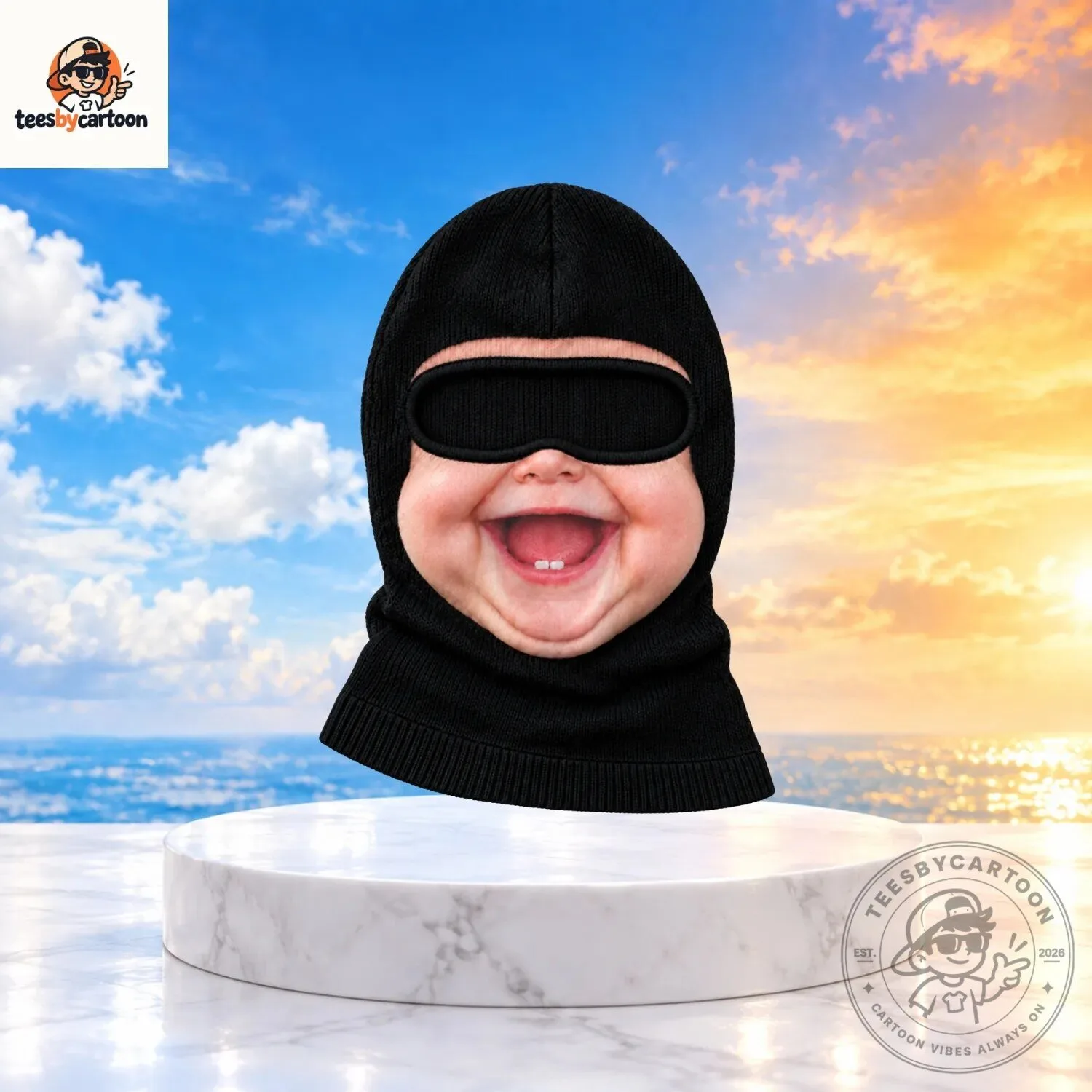Funny Smiling Baby Face Custom Balaclava Ski Mask