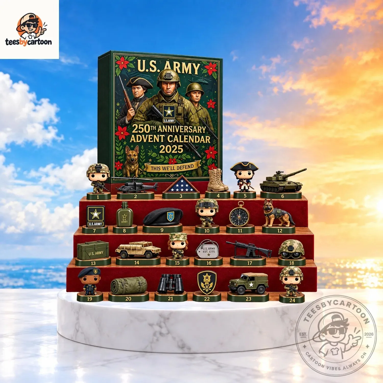 US Army 250th Anniversary Christmas Advent Calendar Box