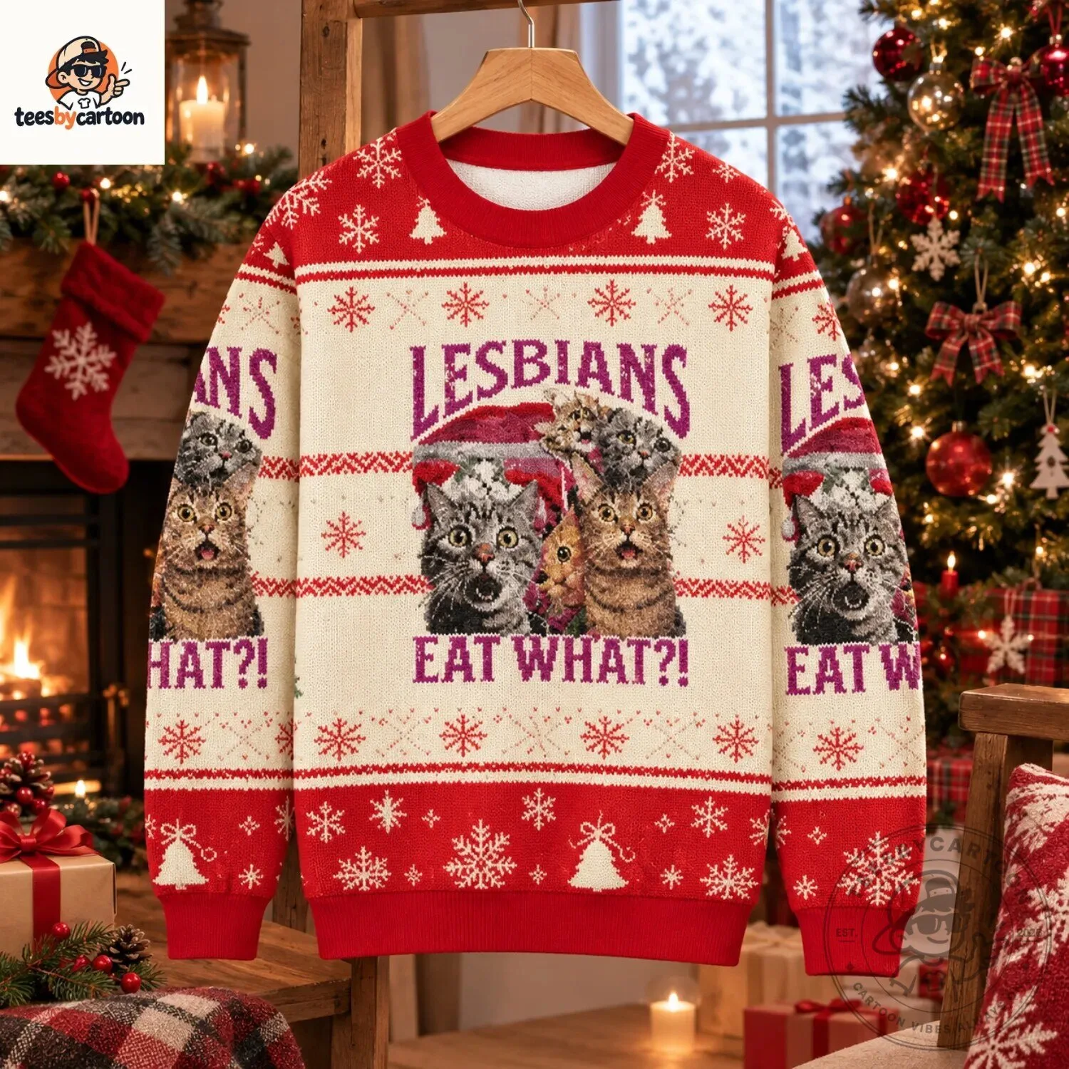 Funny Cats Lesbians Eat What Ugly Christmas Sweater 4 Funny Cats Lesbians Eat What Ugly Christmas Sweater