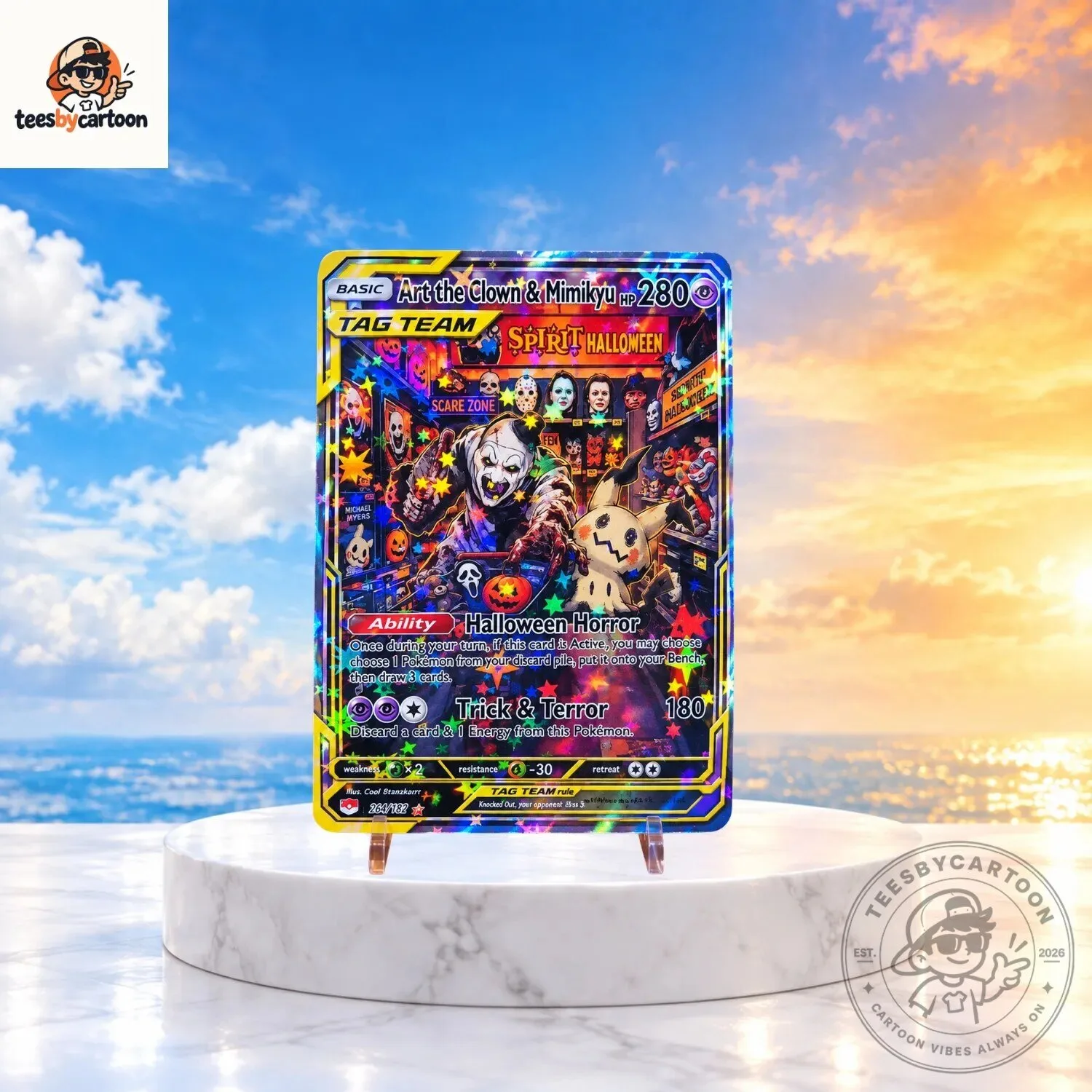 Art The Clown & Mimikyu Tag Team Custom Pokemon Card