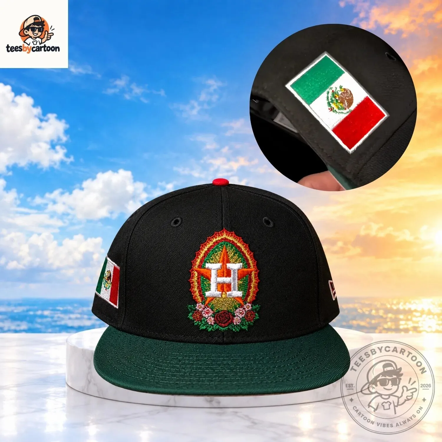 Houston Astros x Virgen De Guadalupe Custom Embroidered Cap