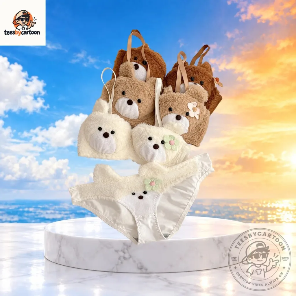 Cute Bear Plush Bra And Panty Set Cute Bear Plush Bra And Panty Set
