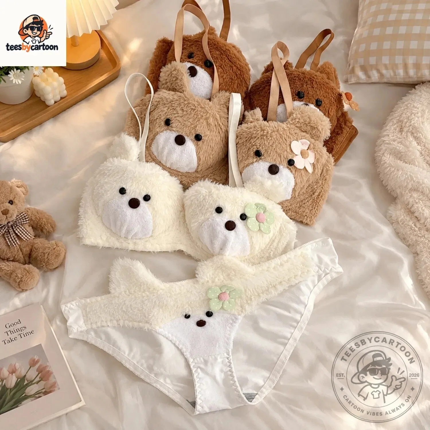 Cute Bear Plush Bra And Panty Set 6 Cute Bear Plush Bra And Panty Set