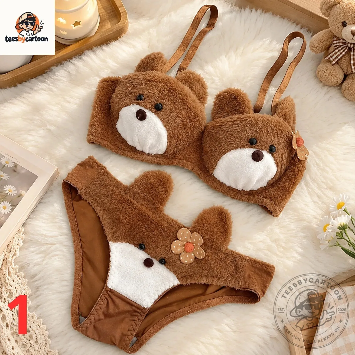 Cute Bear Plush Bra And Panty Set 7 Cute Bear Plush Bra And Panty Set