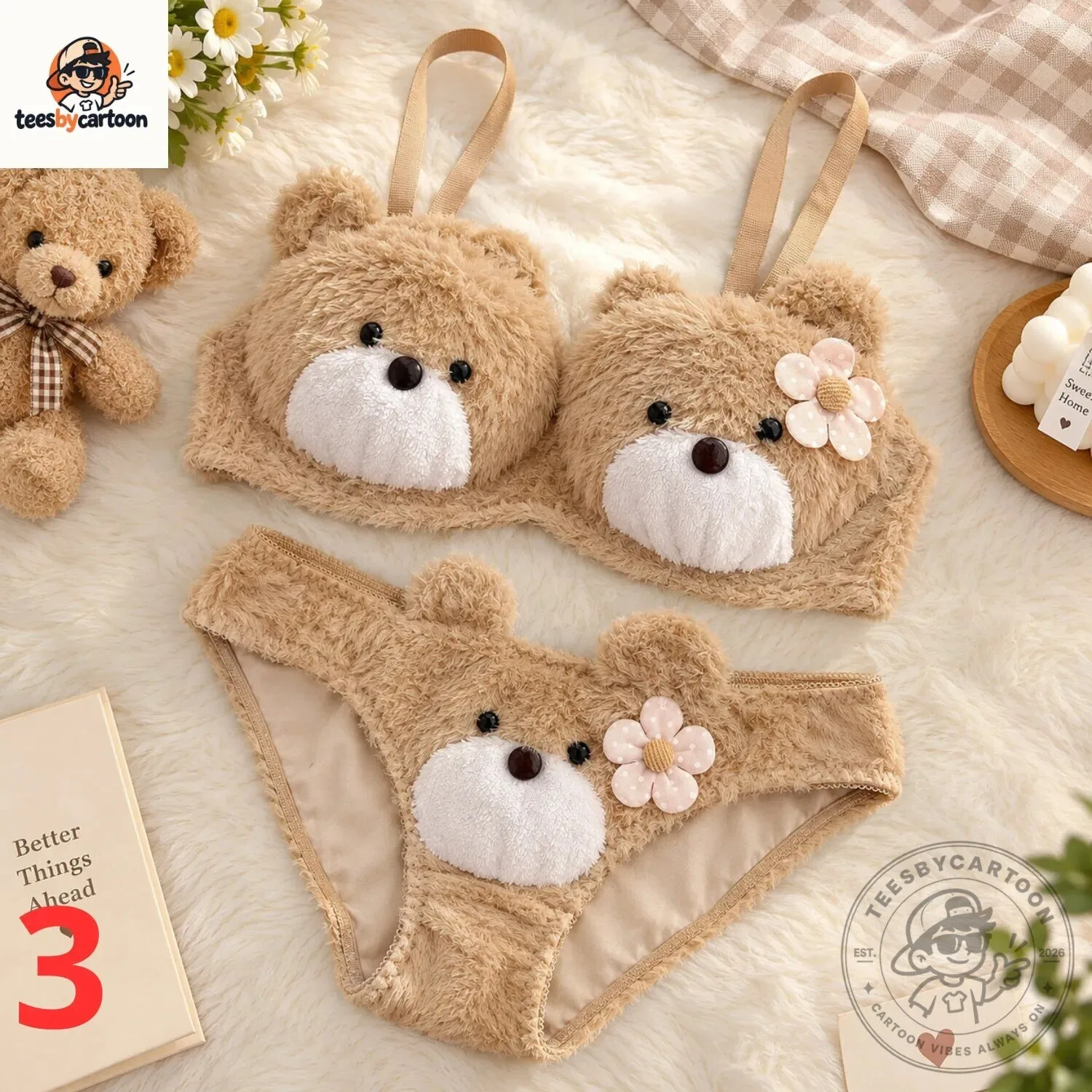 Cute Bear Plush Bra And Panty Set 9 Cute Bear Plush Bra And Panty Set