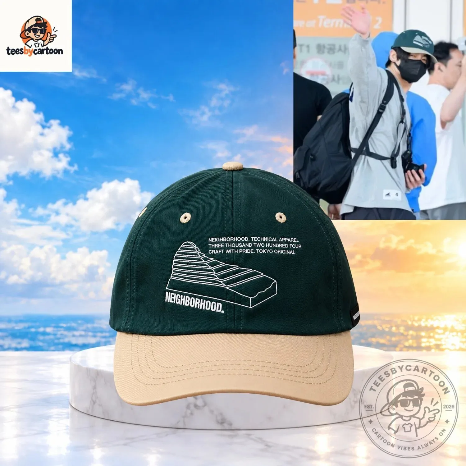 BTS Taehyung V WAVE CITY NYC Washed Ball Cap