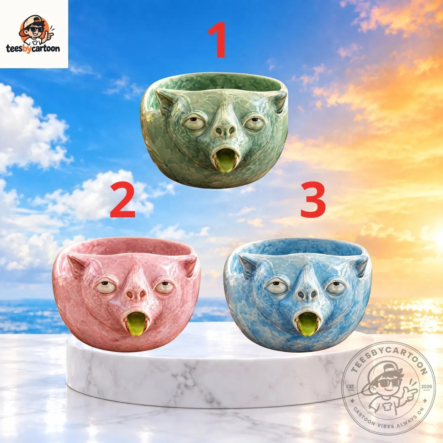 Funny Puking Cat Matcha Bowl