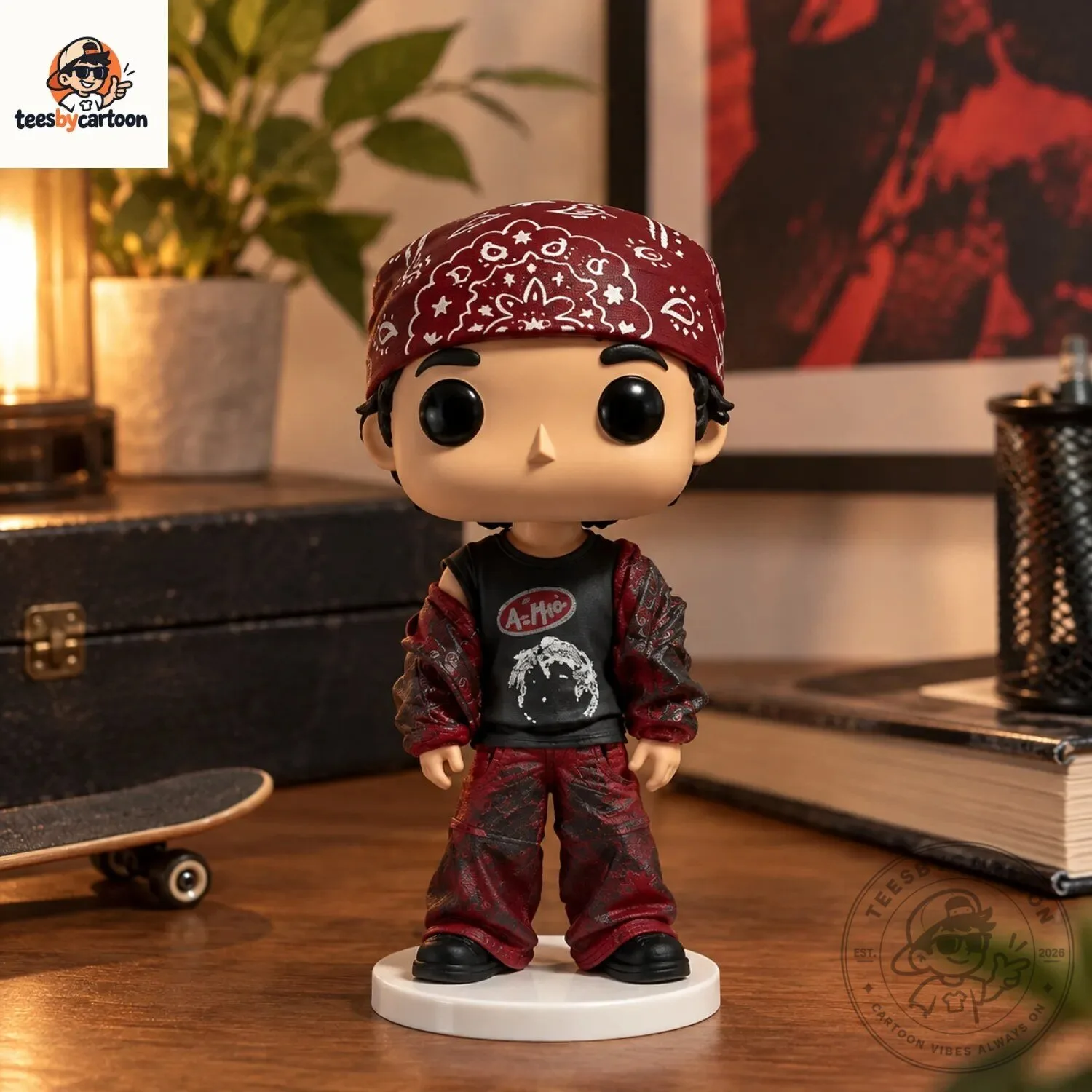 Jungkook BTS Red Paisley Bandana & Hip-Hop Streetwear Outfit Figure 4 Jungkook BTS Red Paisley Bandana & Hip-Hop Streetwear Outfit Figure