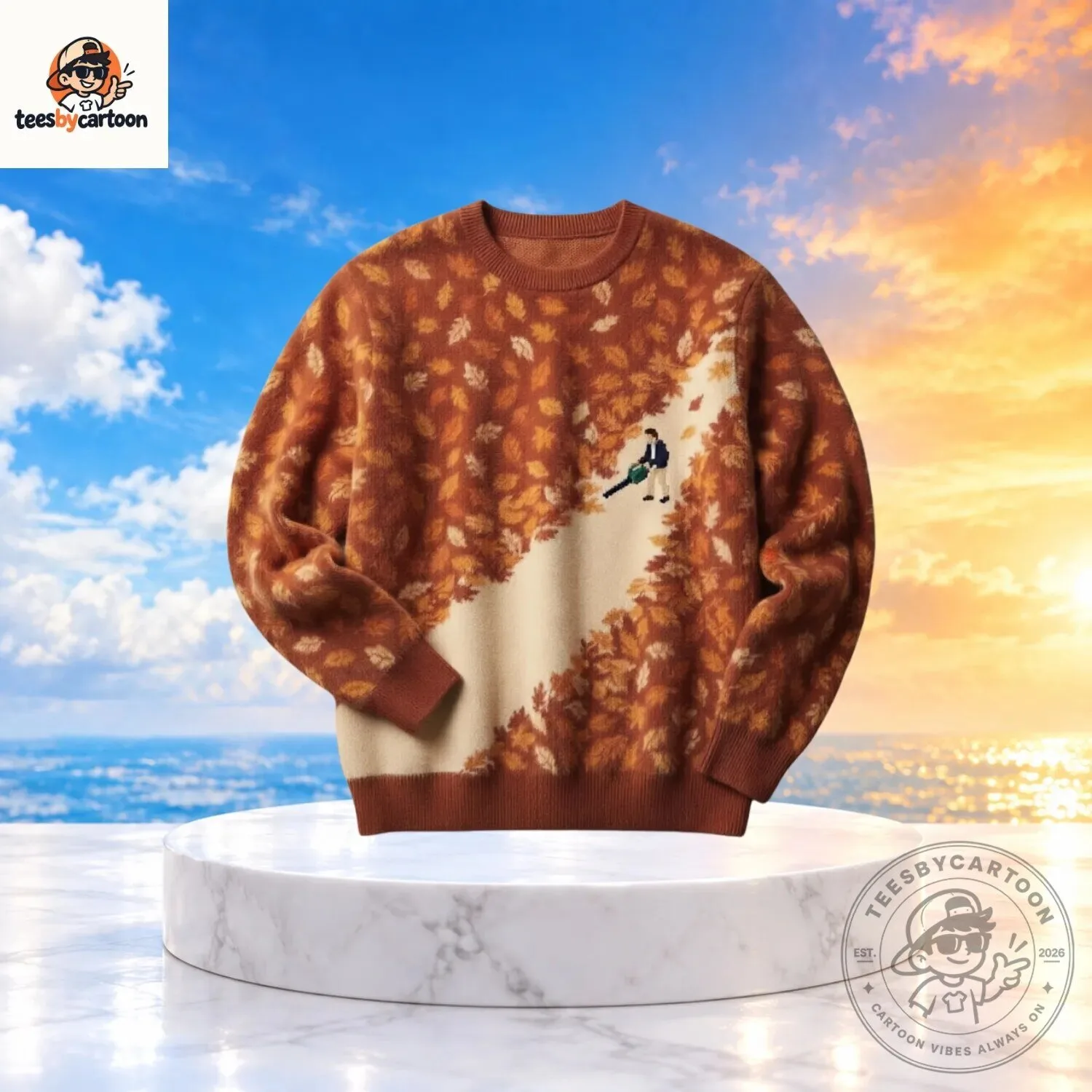 Leaf Blower Autumn Leaves Funny Fall Sweater