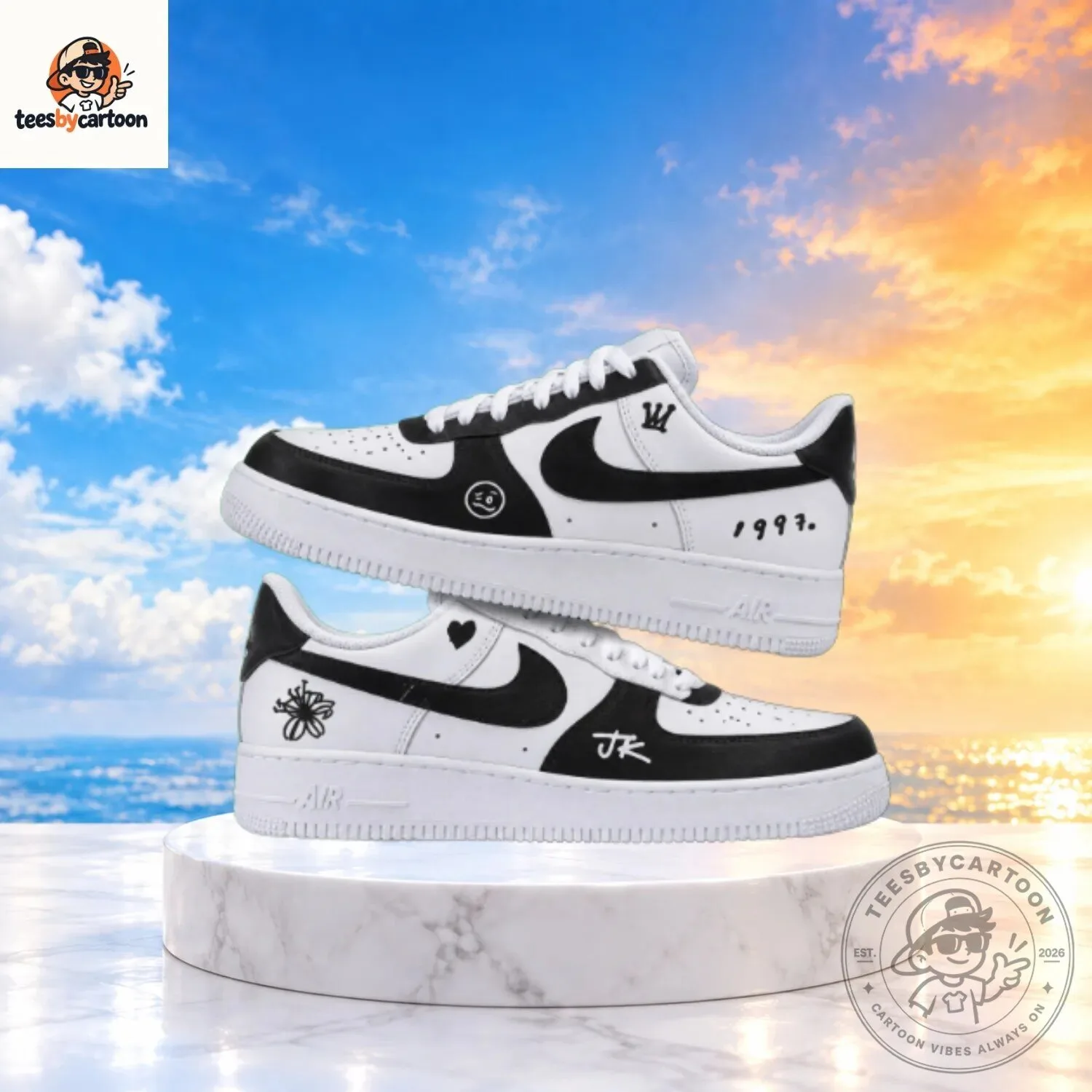 BTS Jung Kook 1997 JK Black White Sneakers 3 BTS Jung Kook 1997 JK Black White Sneakers