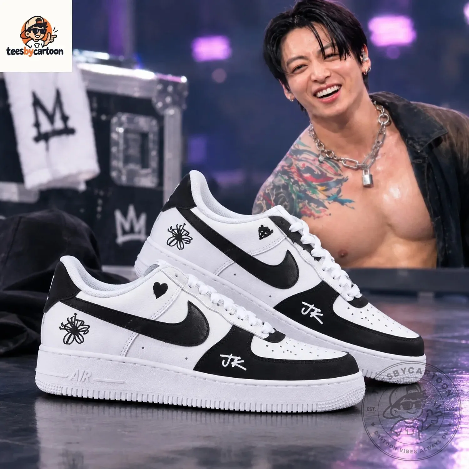 BTS Jung Kook 1997 JK Black White Sneakers 4 BTS Jung Kook 1997 JK Black White Sneakers